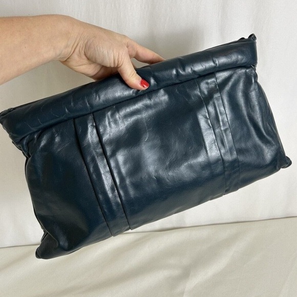 TIMMY WOODS BEVERLY HILLS COLLECTION TEAL BLUE VINTAGE OVERSIZED CLUTCH BAG - Picture 4 of 11